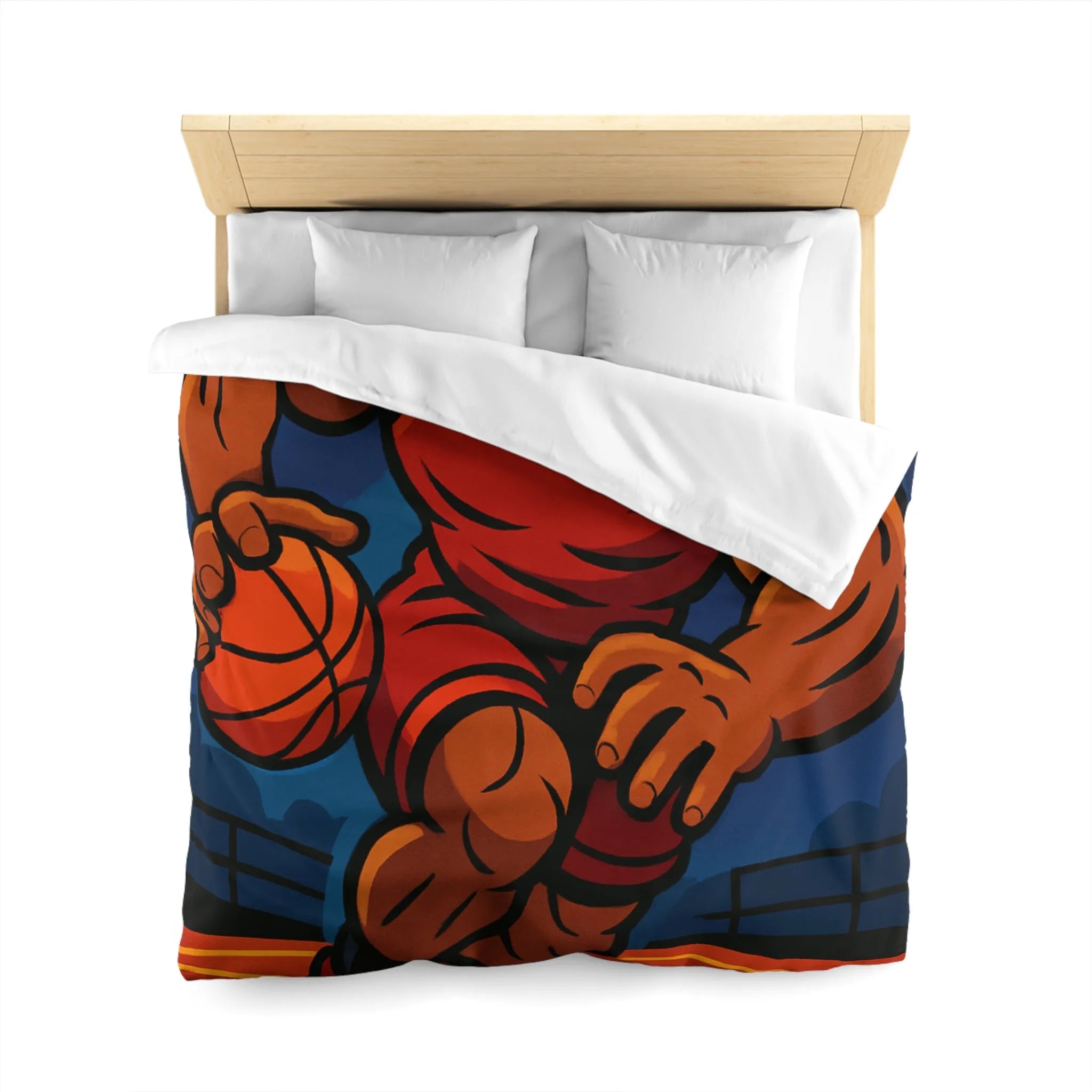 Housse de couette avec illustration dynamique de joueur de basket-ball en action intense