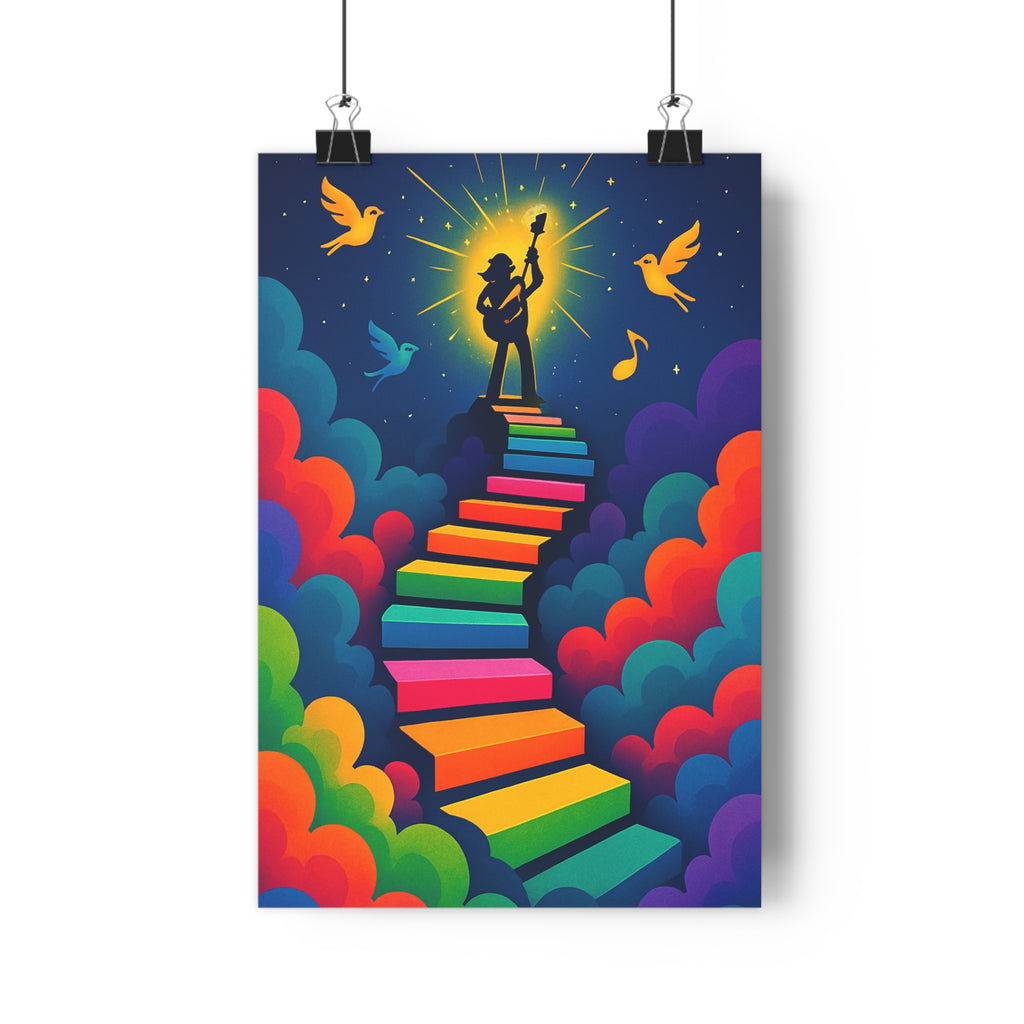 Poster décoratif art déco vibrant coloré arcenciel musique salon chambre joyeux inspirant moderne unique