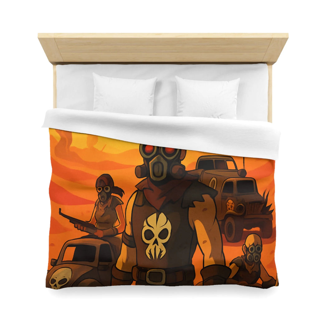 Housse de couette design post-apocalyptique avec guerriers masqués dans désert ensoleillé