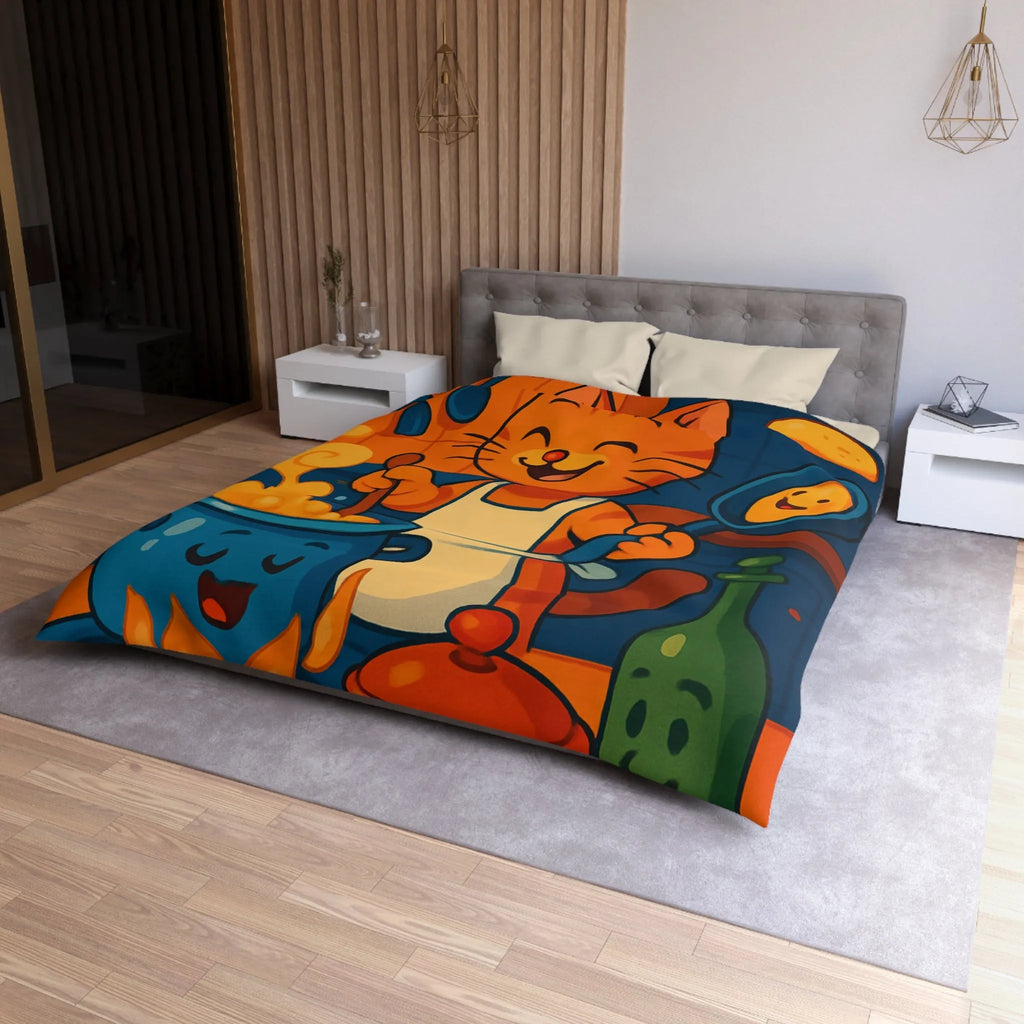 Adorable Chat Cuisinier Heureux dans une Cuisine Colorée et Animée avec Accessoires Joyeux