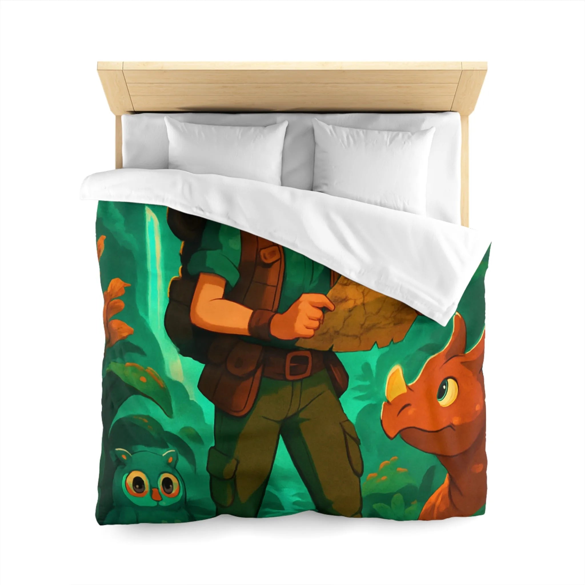 Aventure Enchantée: Enfant Voyageur, Animaux Magiques, Carte Mystérieuse, Forêt Lumineuse, Cascade Sereine