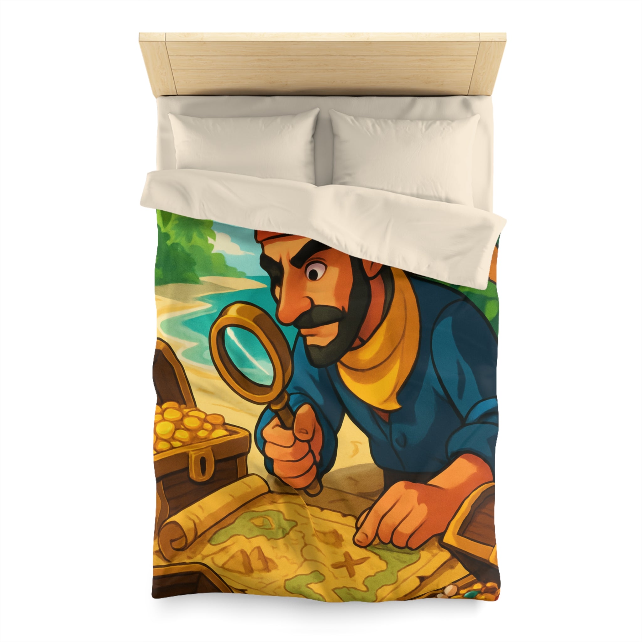 Housse de couette pirate au trésor tropical pour chambre d'enfant aventureuse