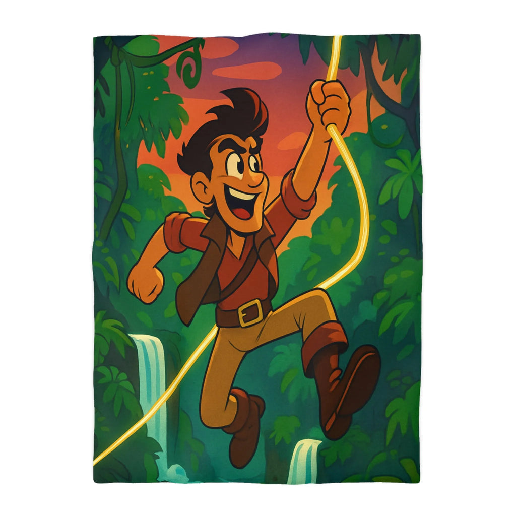 Housse de couette aventure jungle vibrante cascade pour chambre à thème nature