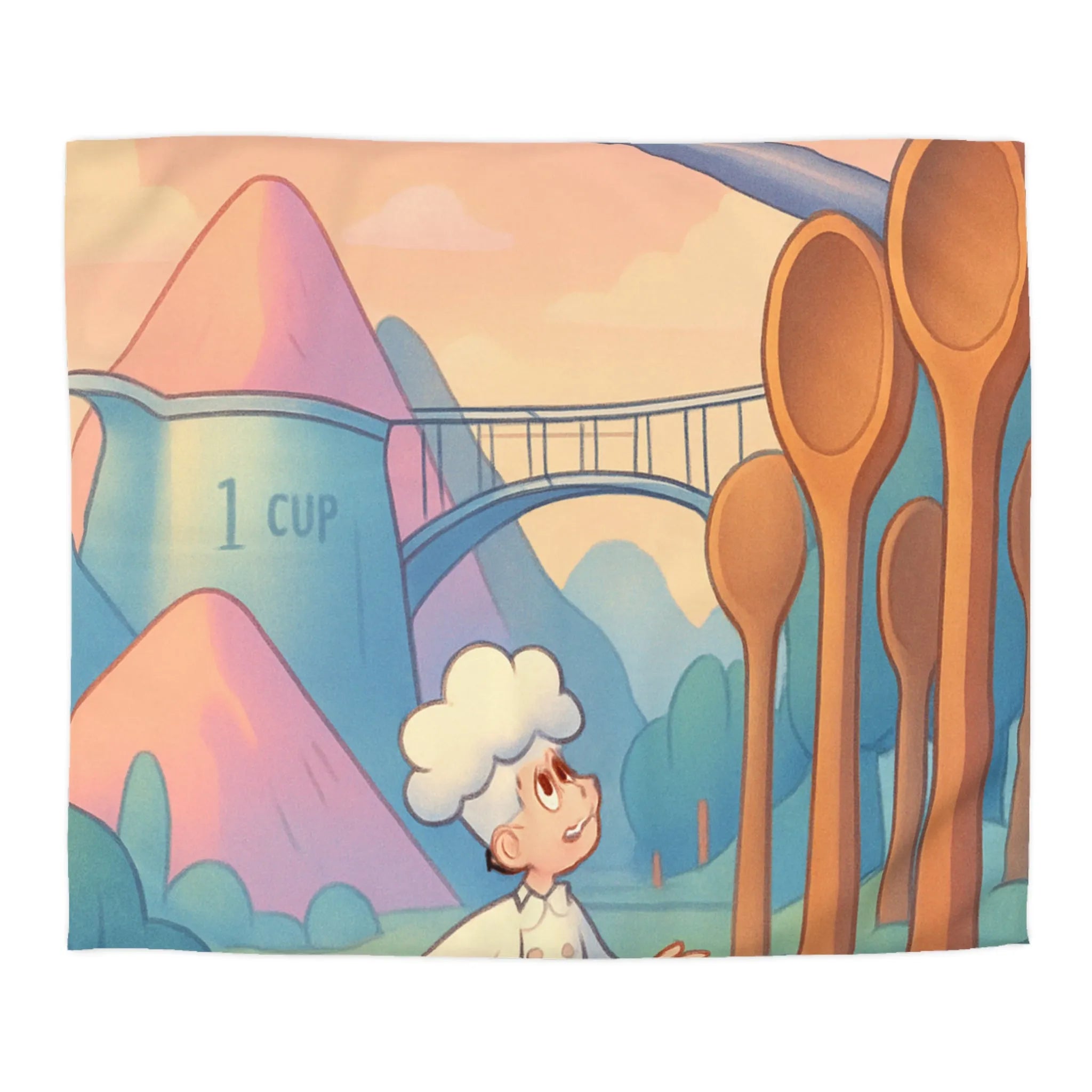 Housse de couette fantaisie chefs rêveurs et paysages de cuisine magiques pour enfants