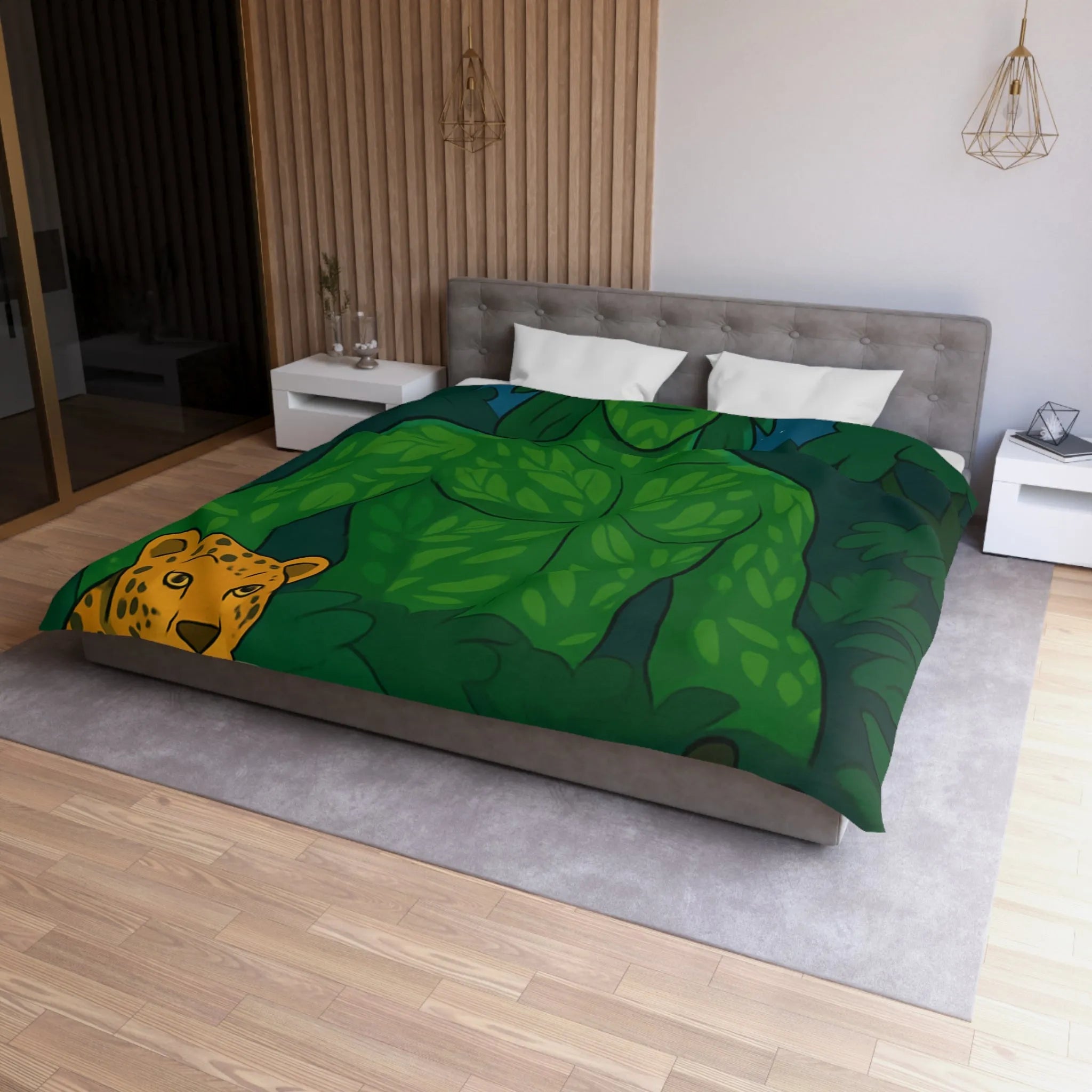 Housse de couette forêt mystérieuse avec créature magique et animaux exotiques nocturnes