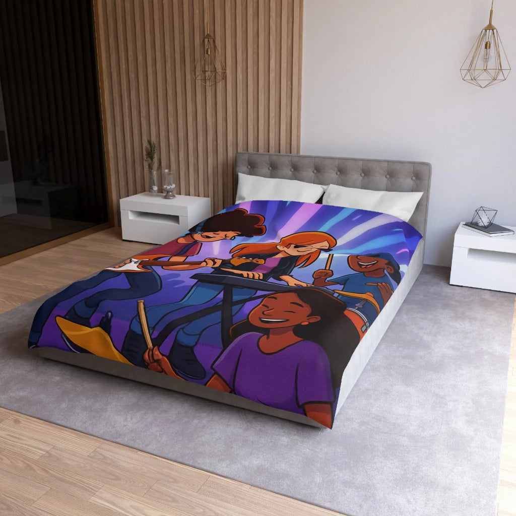 Ensemble musical animé pour housse de couette colorée et dynamique pour jeunes musiciens