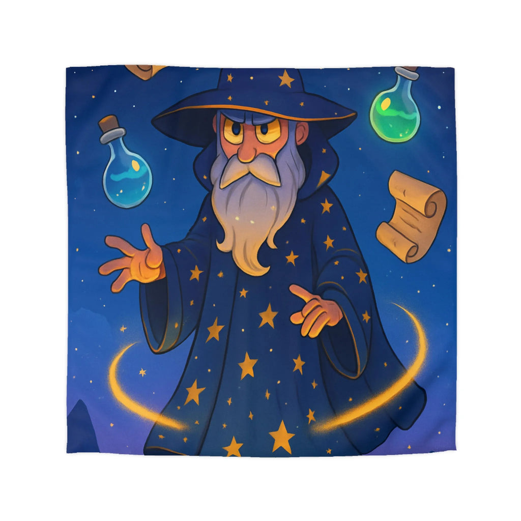 Housse de Couette Magicien Étoilé avec Parchemins Enchantés et Fioles Lumineuses