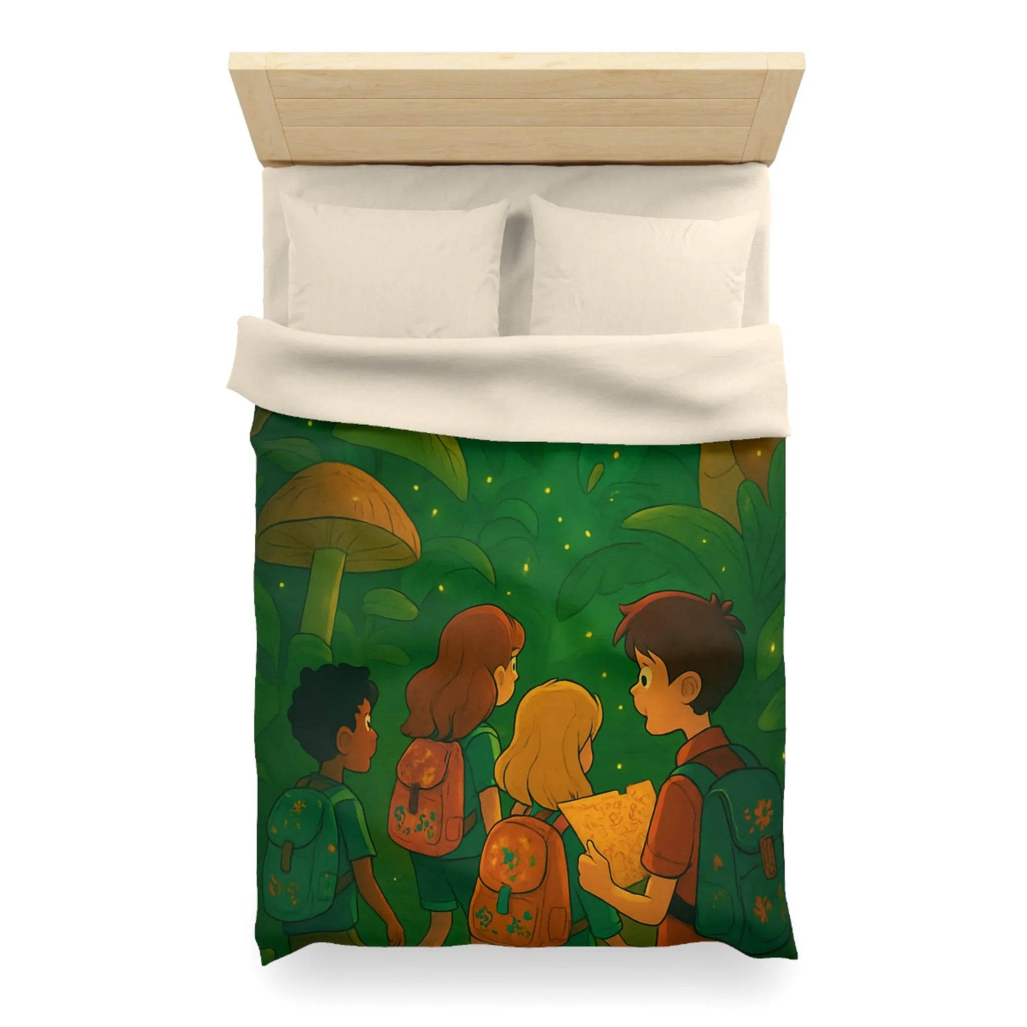 Housse de Couette Jungle Enfantine avec Créatures Magiques et Explorateurs Aventureux