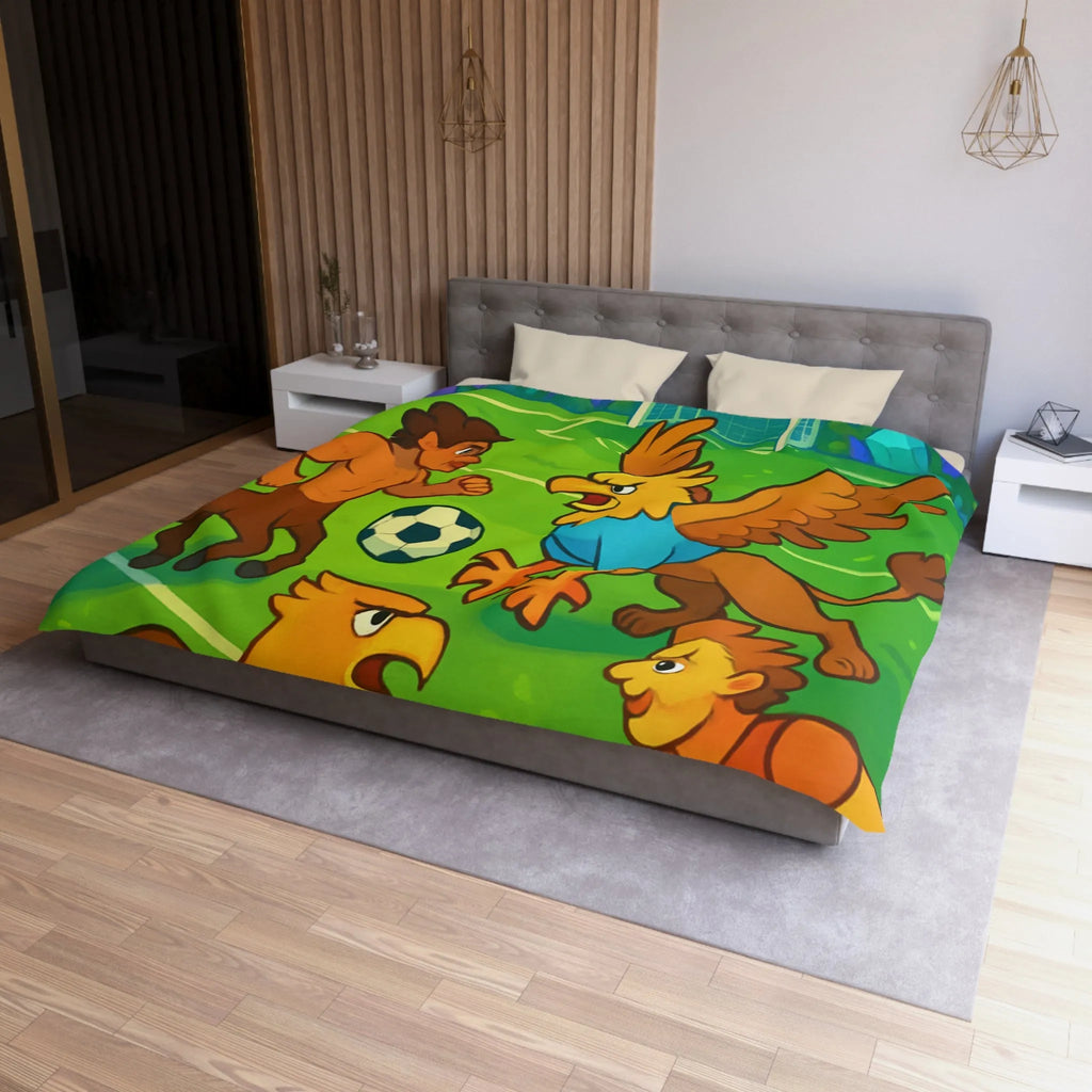 Housse de couette football fantastique avec centaures et griffons sur terrain magique