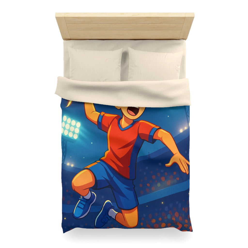 Housse de couette enfant illustrée de joueur de handball dynamique et énergétique