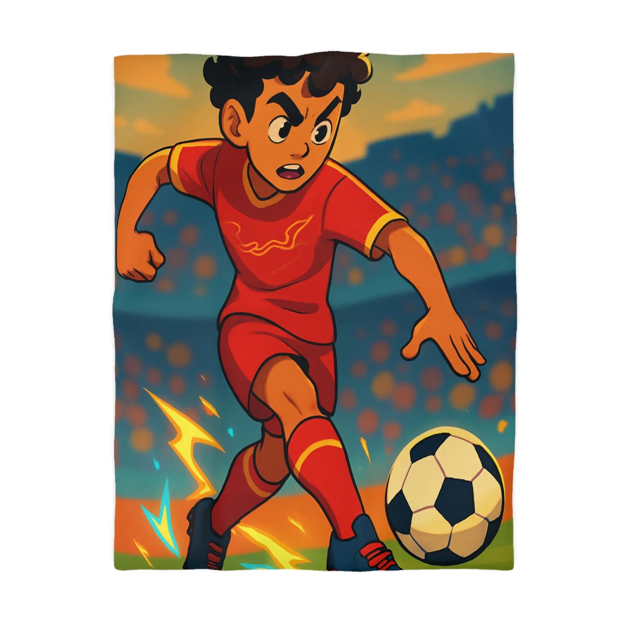 Housse de couette football enfant design joueur intense terrain animation colorée