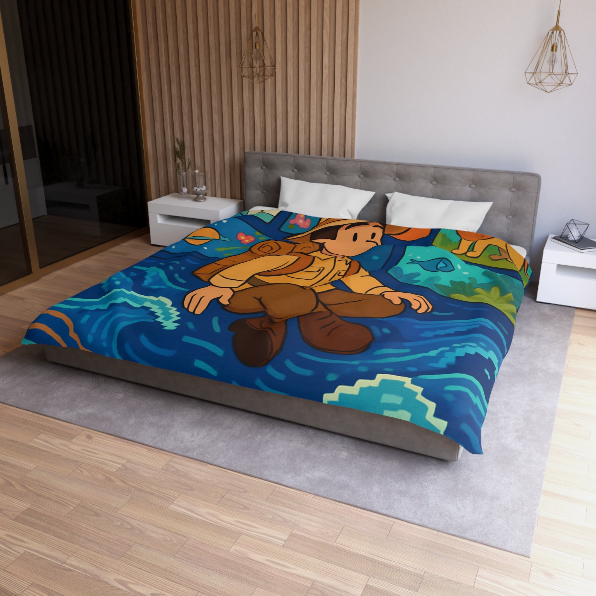 Housse de Couette Microfibre Illustration Unique Design Moderne Décoration Intérieure Raffinée