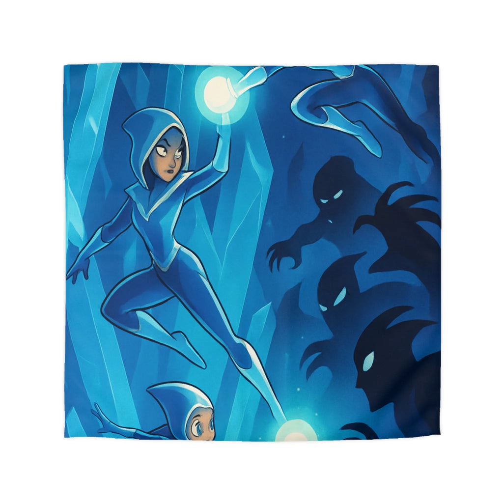 Housse de Couette Épique : Super-héroïnes Illuminées Combat Fantastique Ombres Cristallines