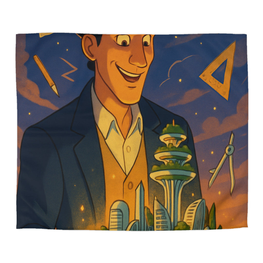 Housse de couette urbaine avec design futuriste, ambiance artistique et couleurs somptueuses