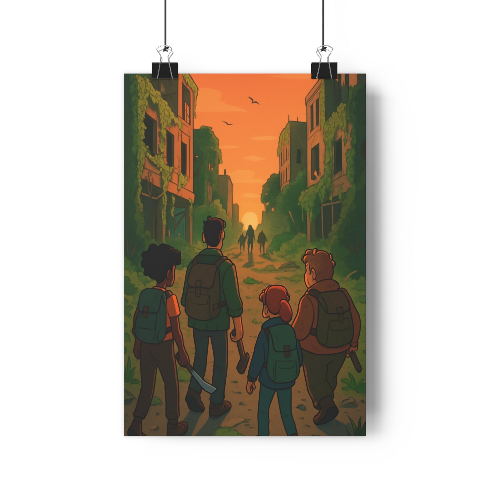 Poster décoratif aventure orange éclatant style dessiné salon moderne mystérieux envie intrigant unique vibrant