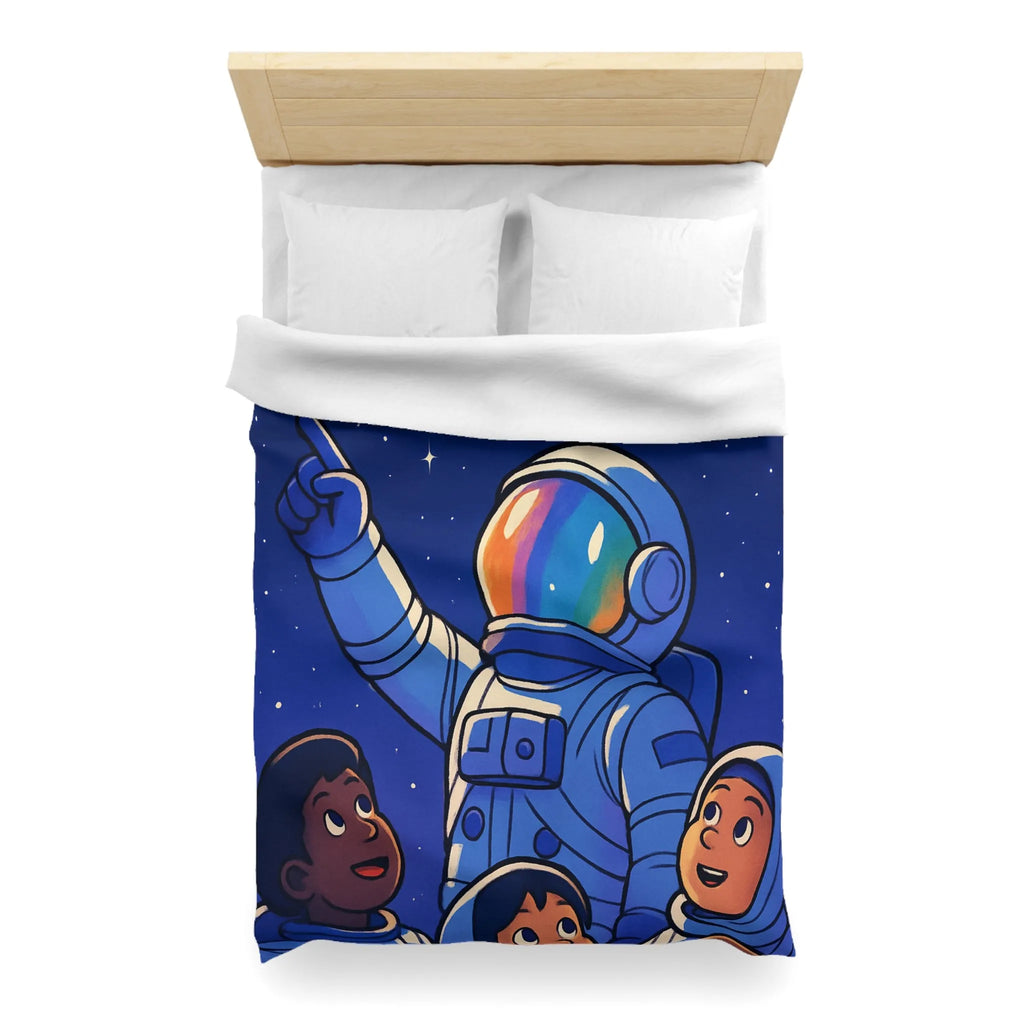 Housse de Couette Astronaute Enfants Étoiles Cœur Paix Nuit Céleste Magique Rêveuse