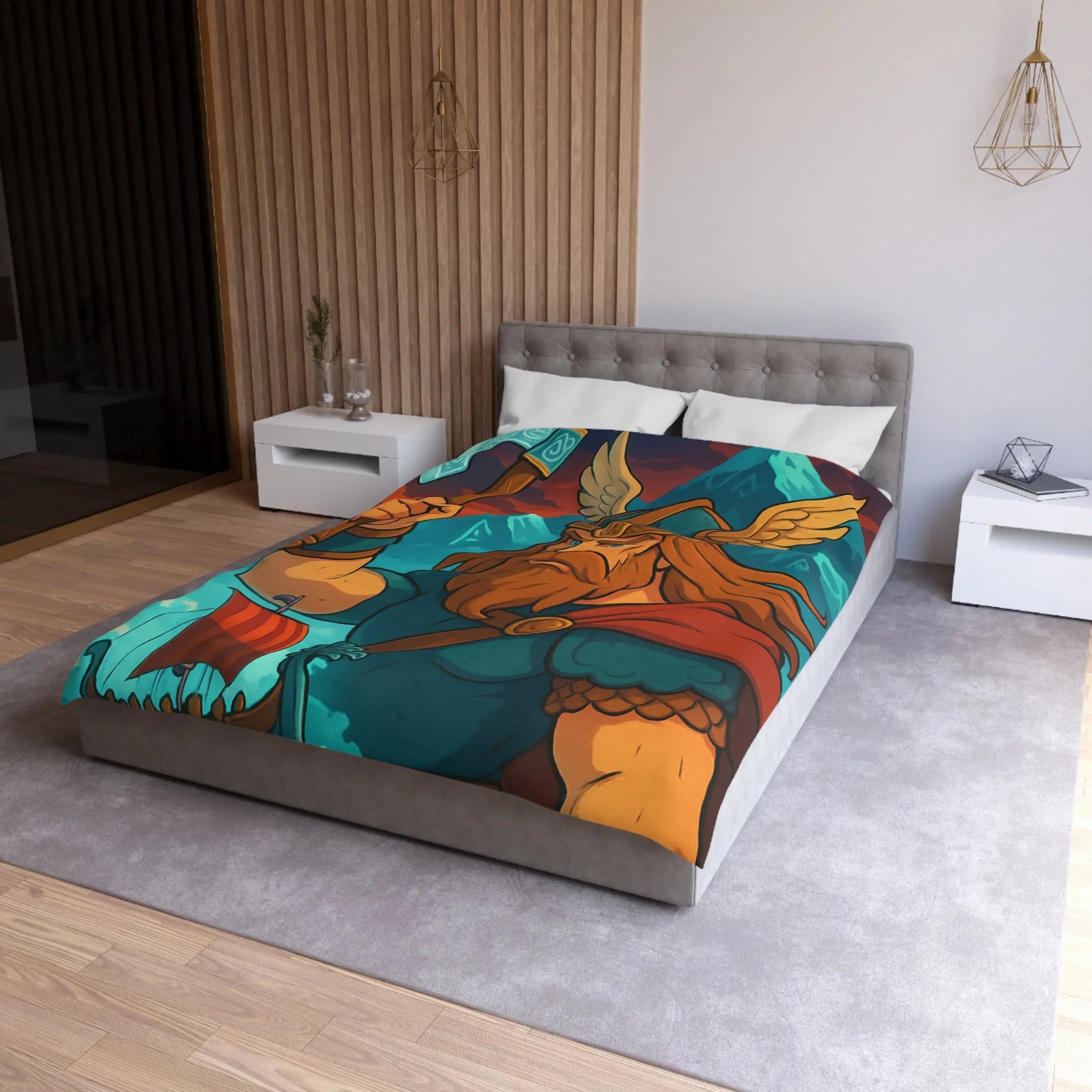 Housse de Couette Microfibre Art Graphique Contemporain Style Décoratif Chambre Tendance