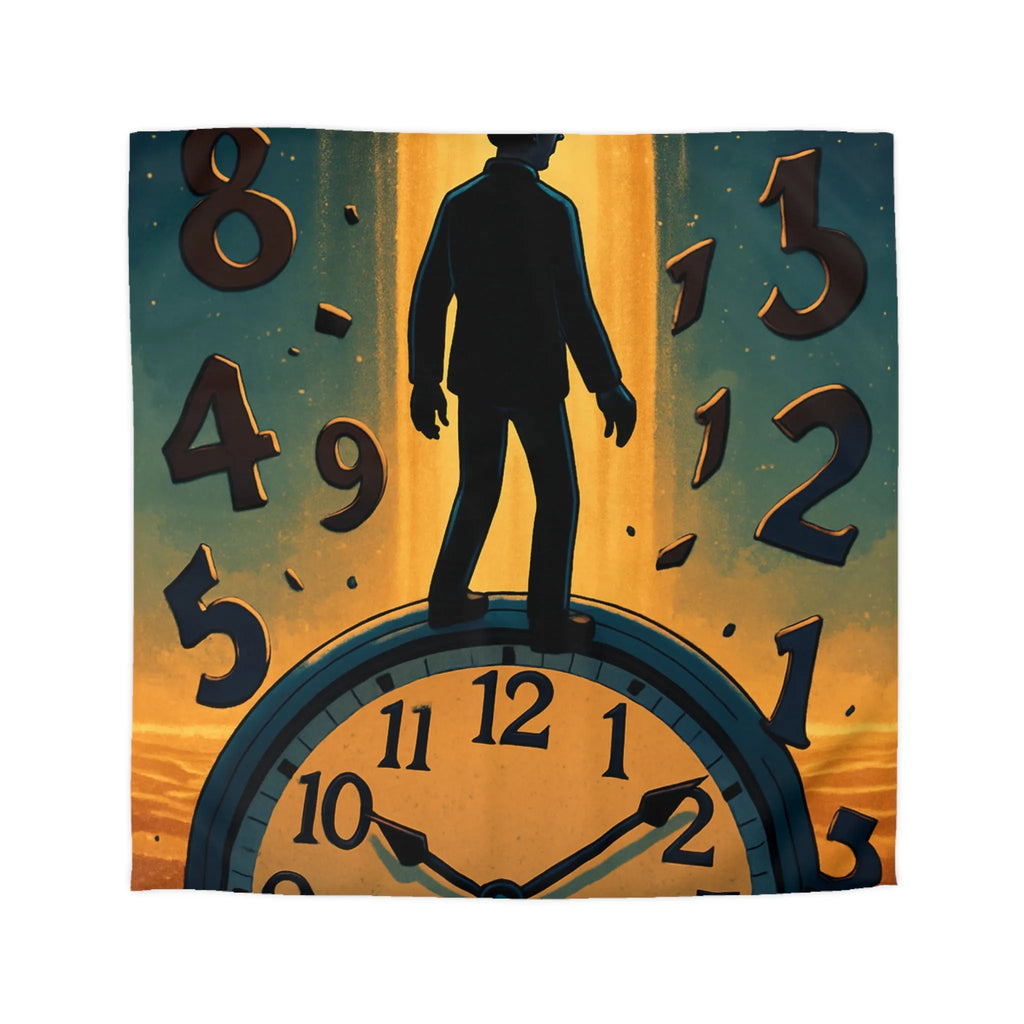 Housse de couette avec horloge mystique et voyageur des rêves en noir