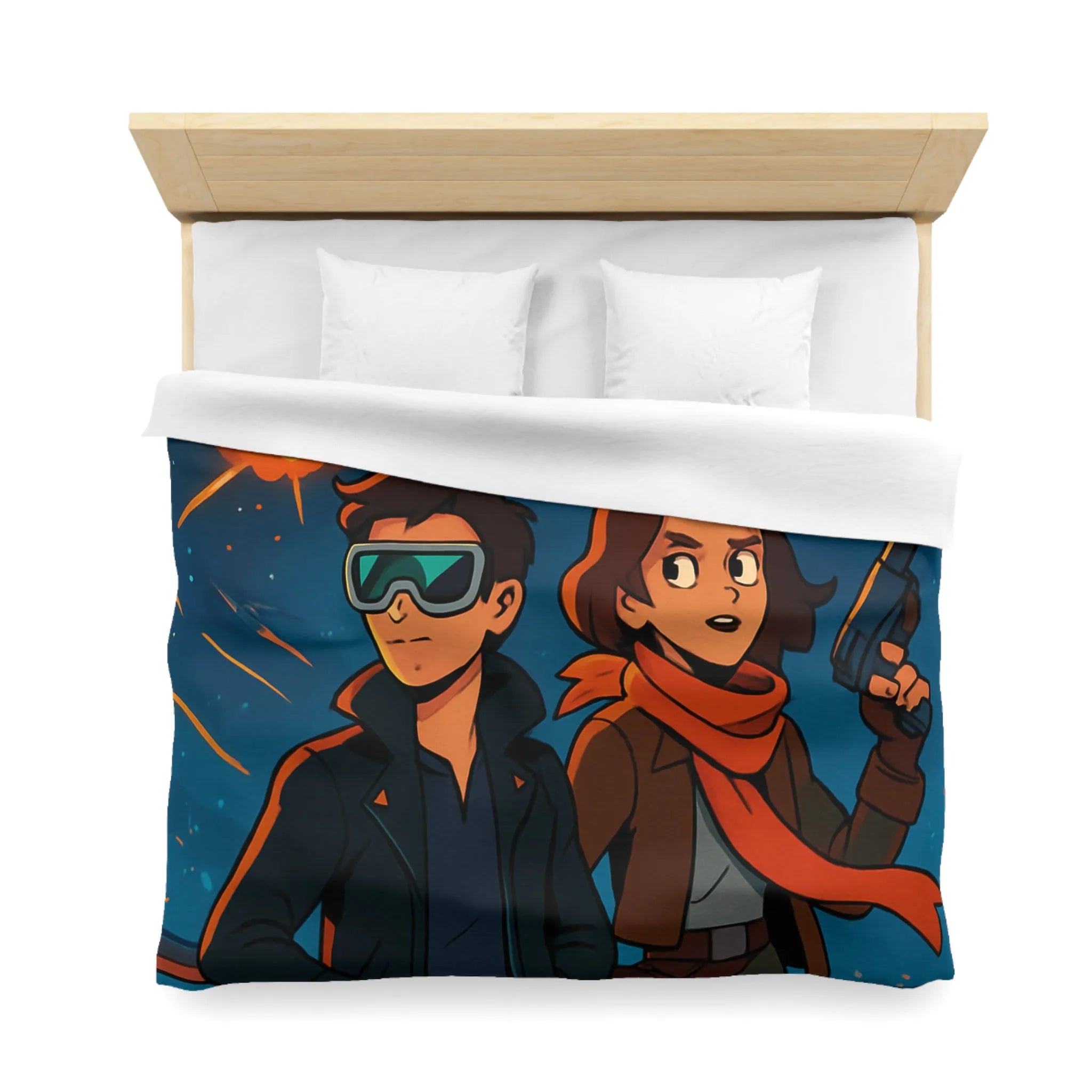 Housse de couette aventure galactique avec pilotes intrépides et bataille spatiale épique