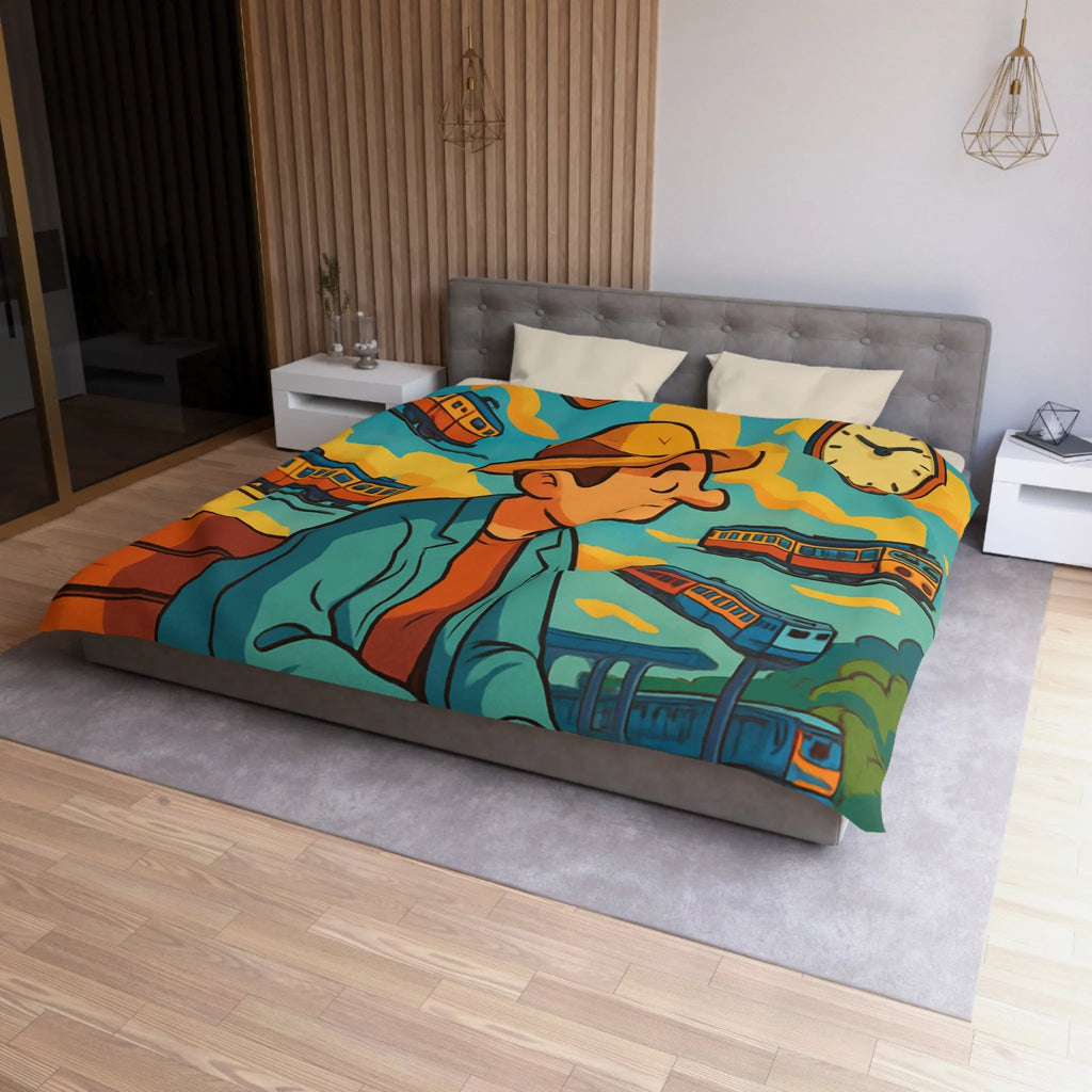 Housse de Couette Microfibre Art Graphique Contemporain Style Décoratif Chambre Tendance