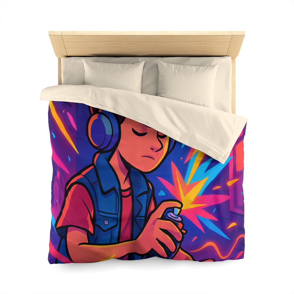 Housse de Couette Microfibre Design Artistique Moderne Décoration Chambre Confort Premium