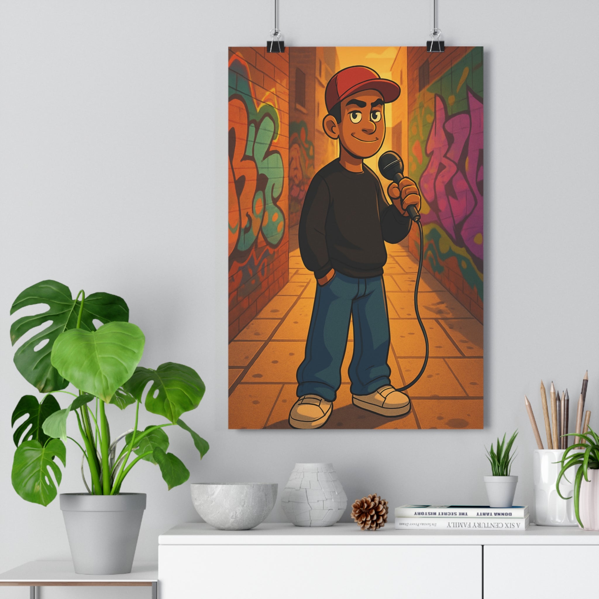Poster décoratif graffiti animé urbain coloré dynamique moderne chambre salon bureau 30x46 garçon mural