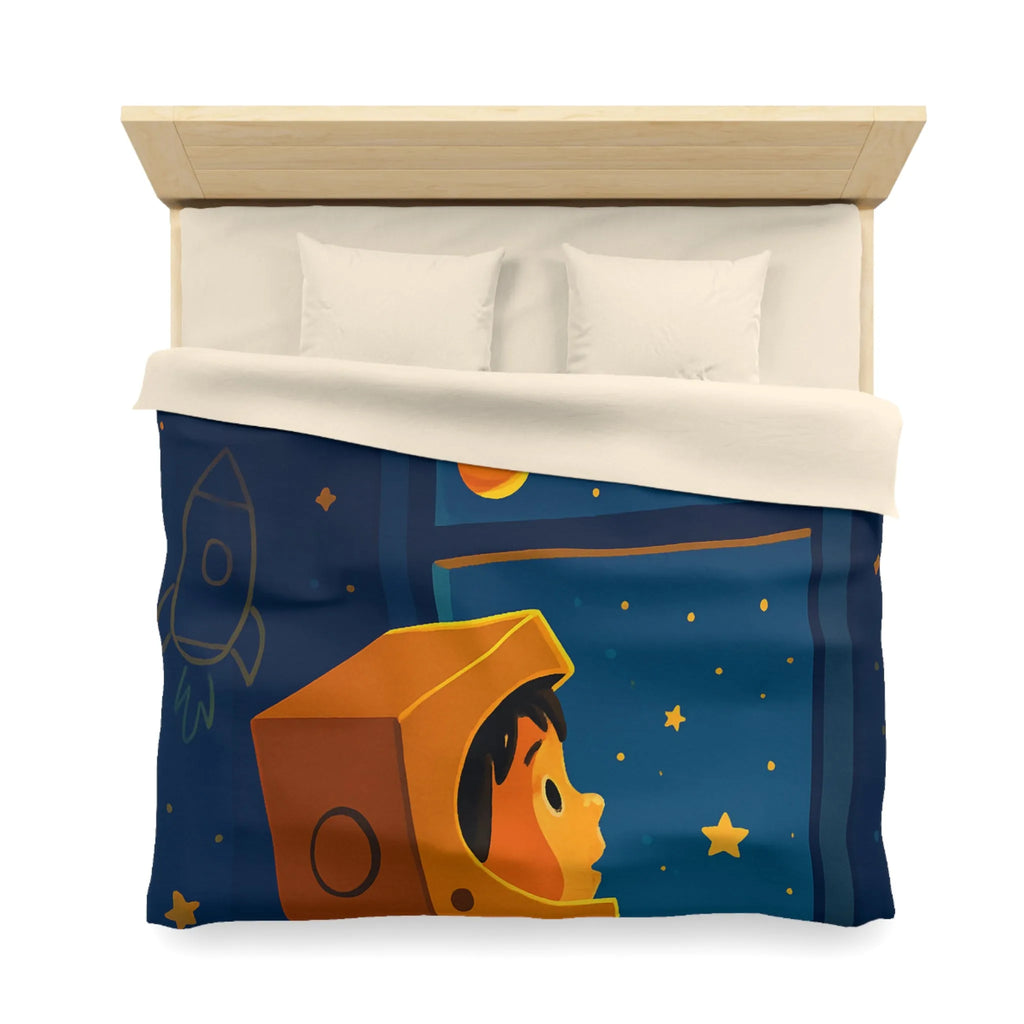 Housse de couette enfant rêveur espace avec planètes et étoiles, ambiance ludique