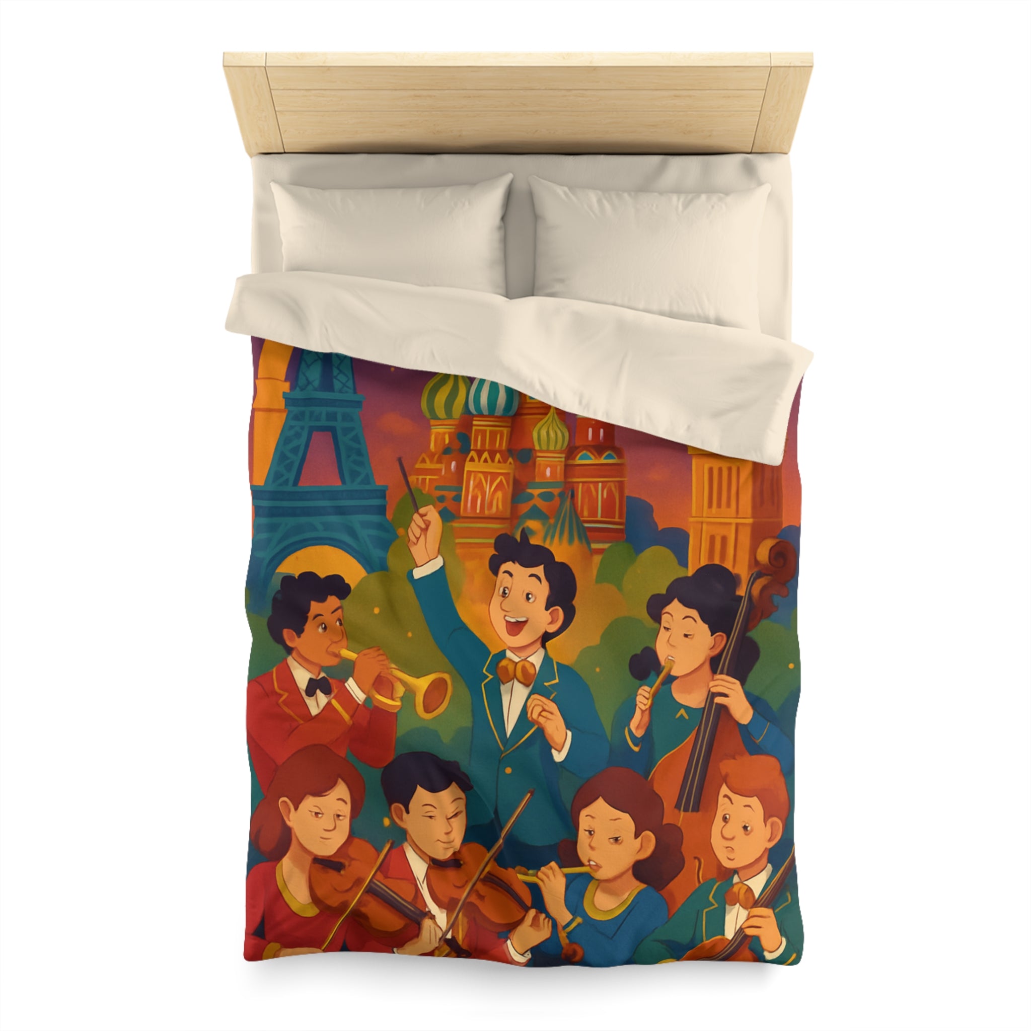 Housse de Couette Microfibre Motif Créatif Original Style Contemporain Chambre Élégante