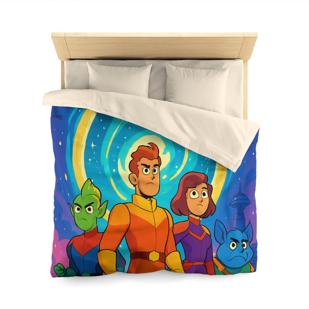 Housse de Couette Animée avec Héros Intergalactiques et Portail Éclairé pour Chambre Enfant