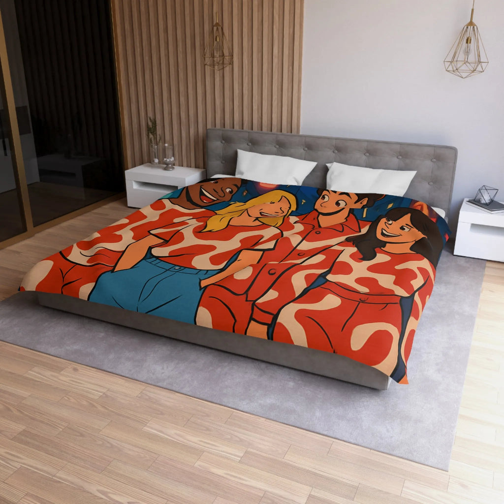 Housse de couette colorée avec design graphique enroulant style moderne pour chambre urbaine