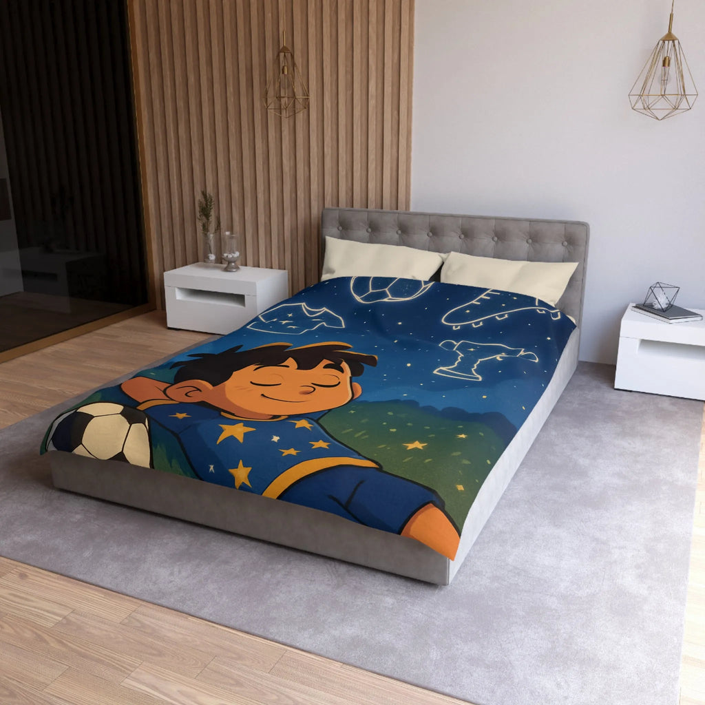 Housse de couette enfant ciel étoilé foot rêveur avec motifs sportifs inspirants