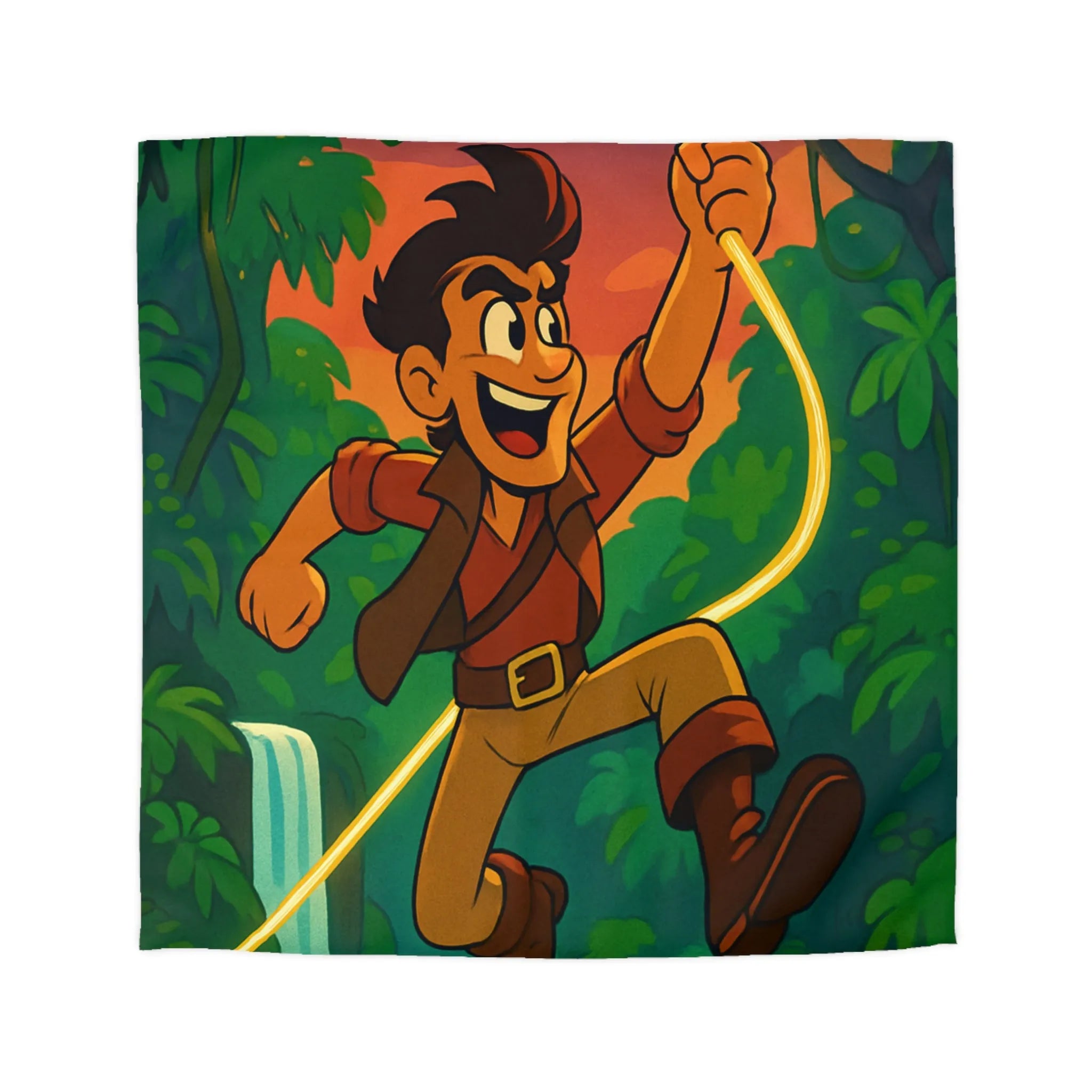 Housse de couette aventure jungle vibrante cascade pour chambre à thème nature