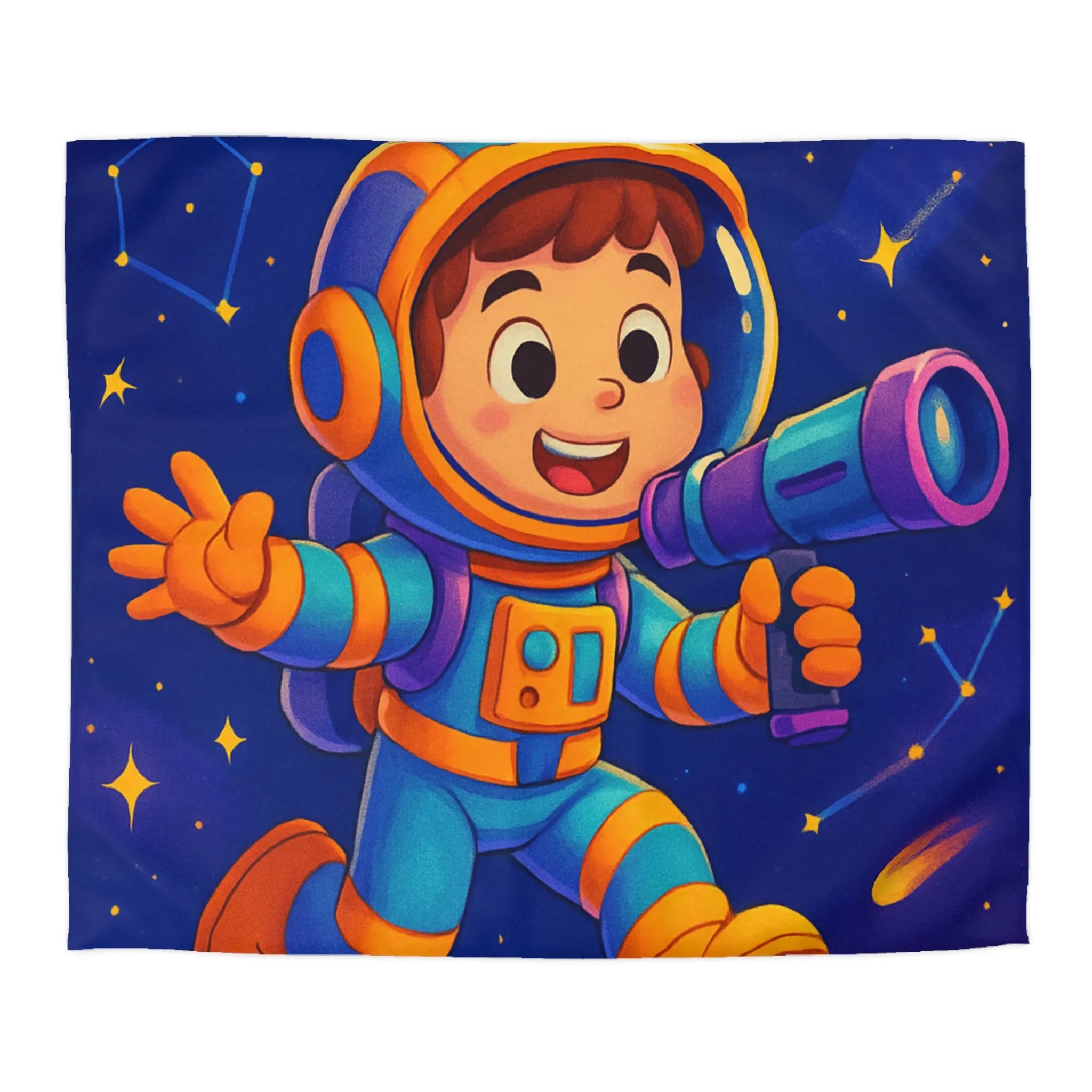 Housse de couette enfant thème astronaute espace avec planètes et constellations joyeuses