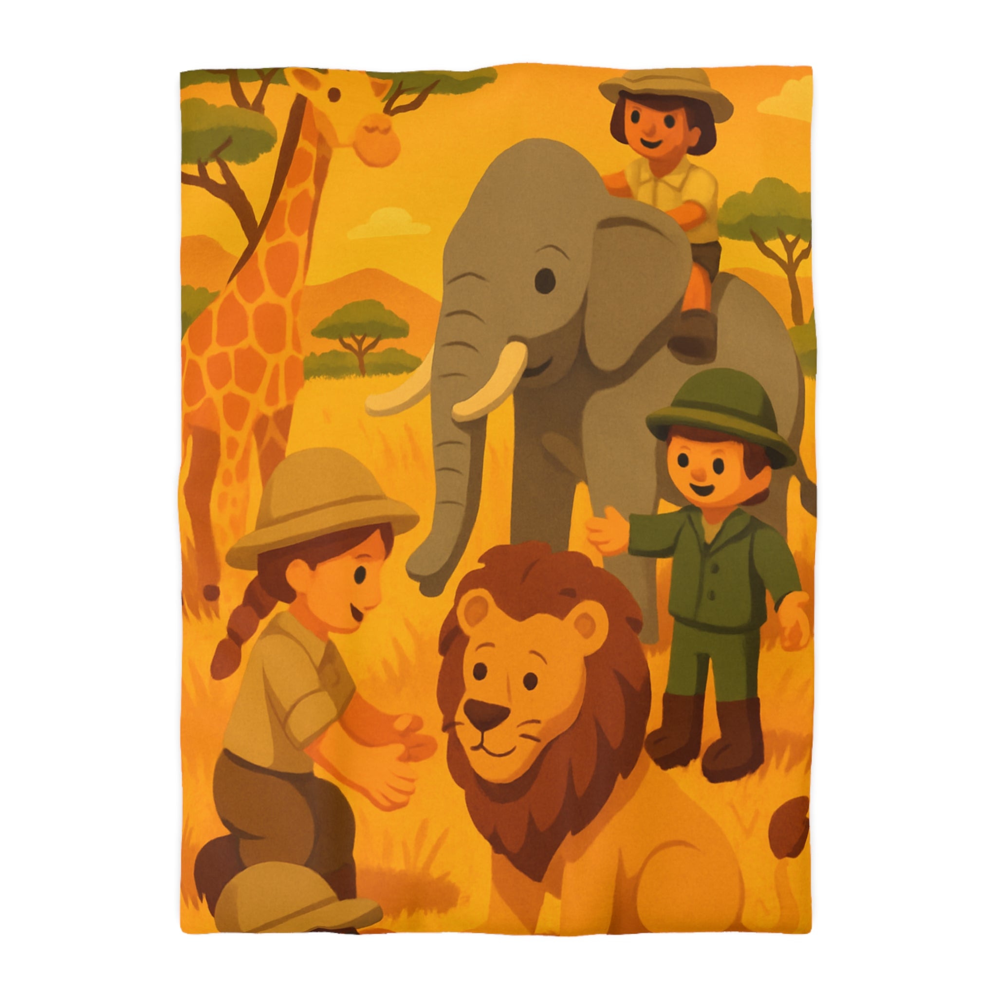 Safari Coloré pour Enfants avec Animaux Amicaux dans la Savane Dorée et Ensoleillée