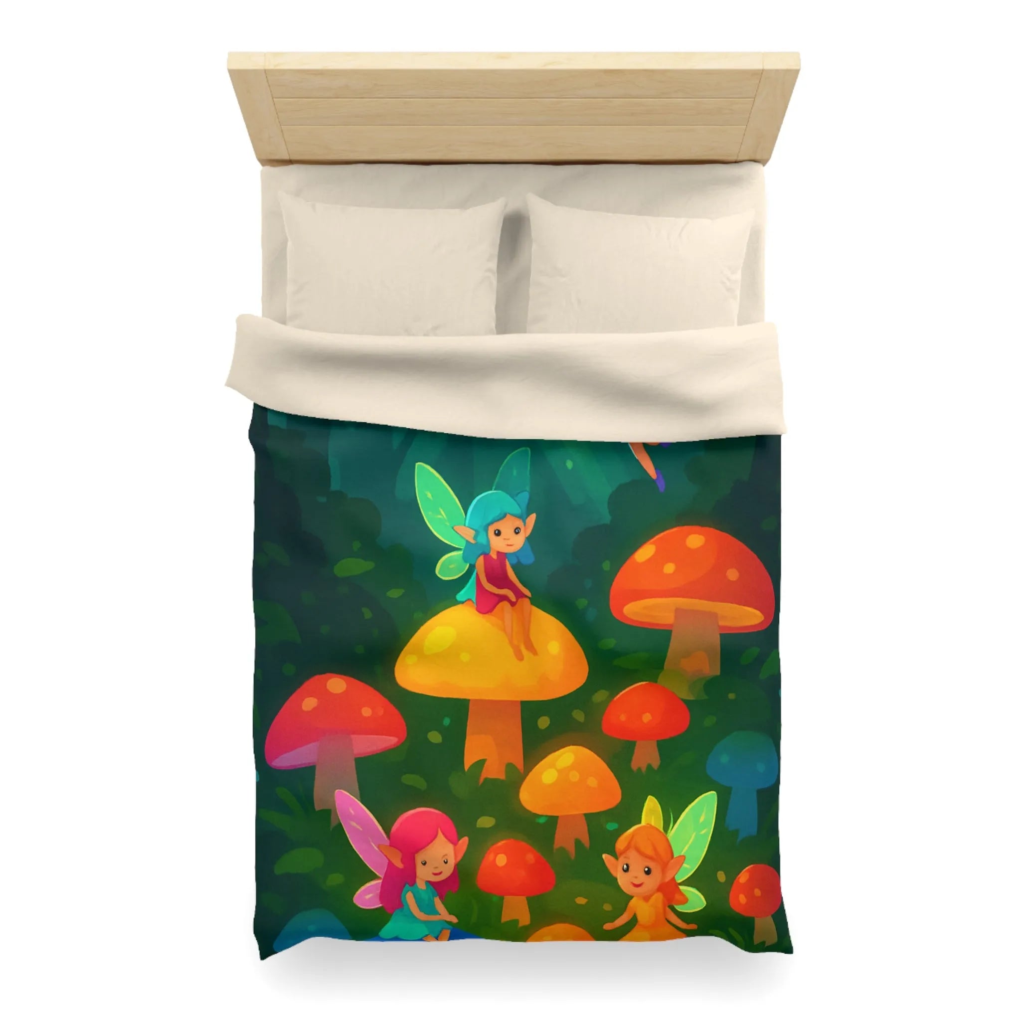 Enchantez Votre Chambre avec Housse de Couette Fées Colorées et Champignons Magiques