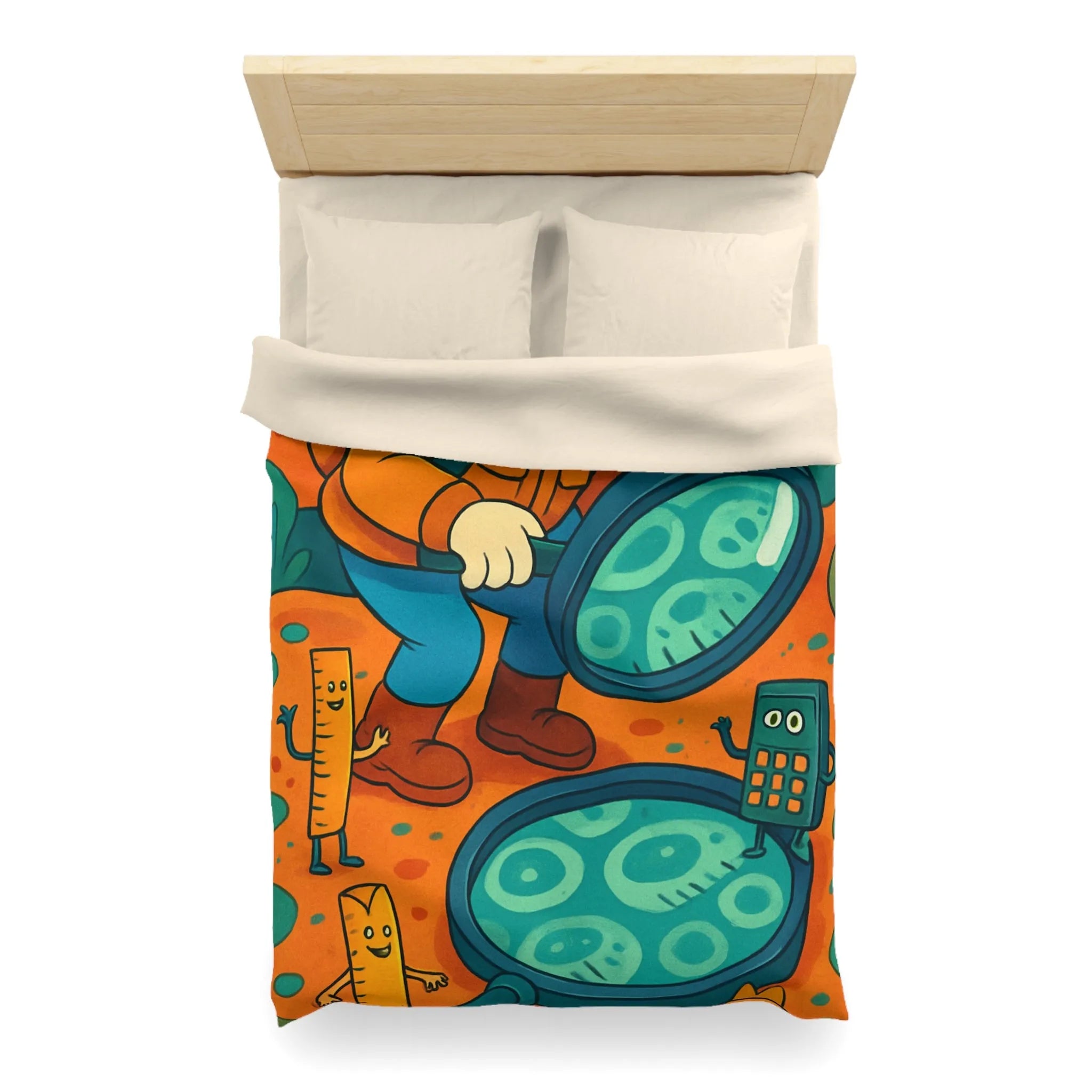 Explorez une Housse de Couette Fantaisie, Aventure Visuelle pour Enfants avec Loupe et Calculateur