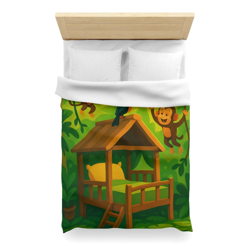 Housse de couette jungle avec singes et toucans pour chambre d'enfant colorée