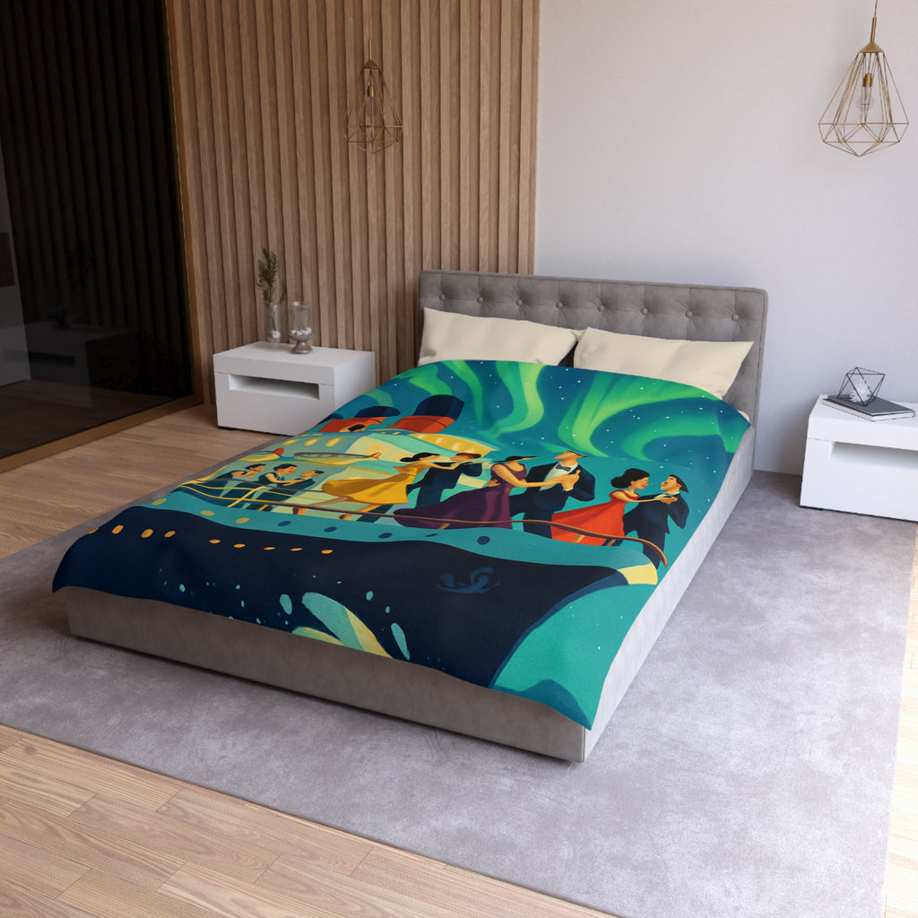 Housse de couette rétro dance nocturne aurores boréales croisière bateau élégant