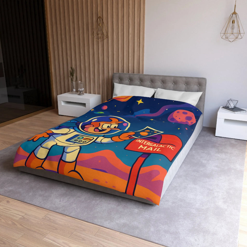 Housse de Couette Espace Fantaisie avec Astronaute Coloré et Planètes Illustrées