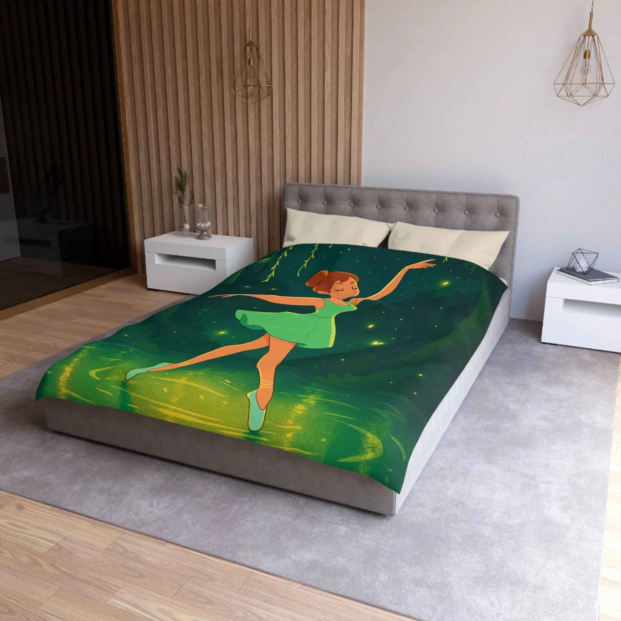 Housse de couette danseuse élégante forêt magique avec lucioles féeriques illuminées