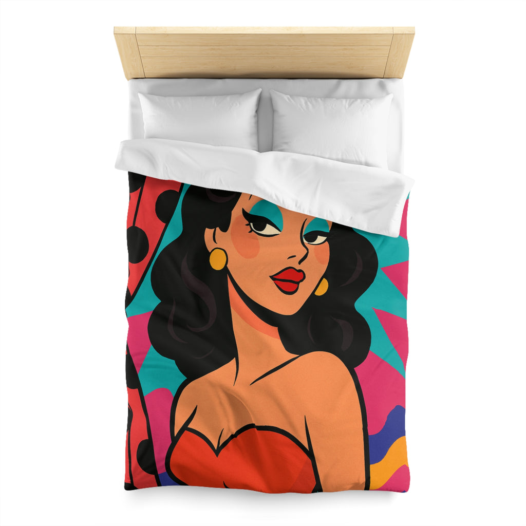 Housse de Couette Style Pop Art avec Illustration Femme Glamour et Couleurs Vives