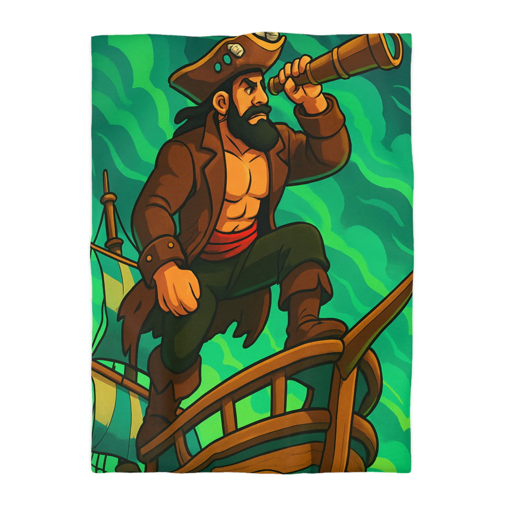 Housse de couette pirate en quête d'aventure sur un navire, ambiance animée et colorée