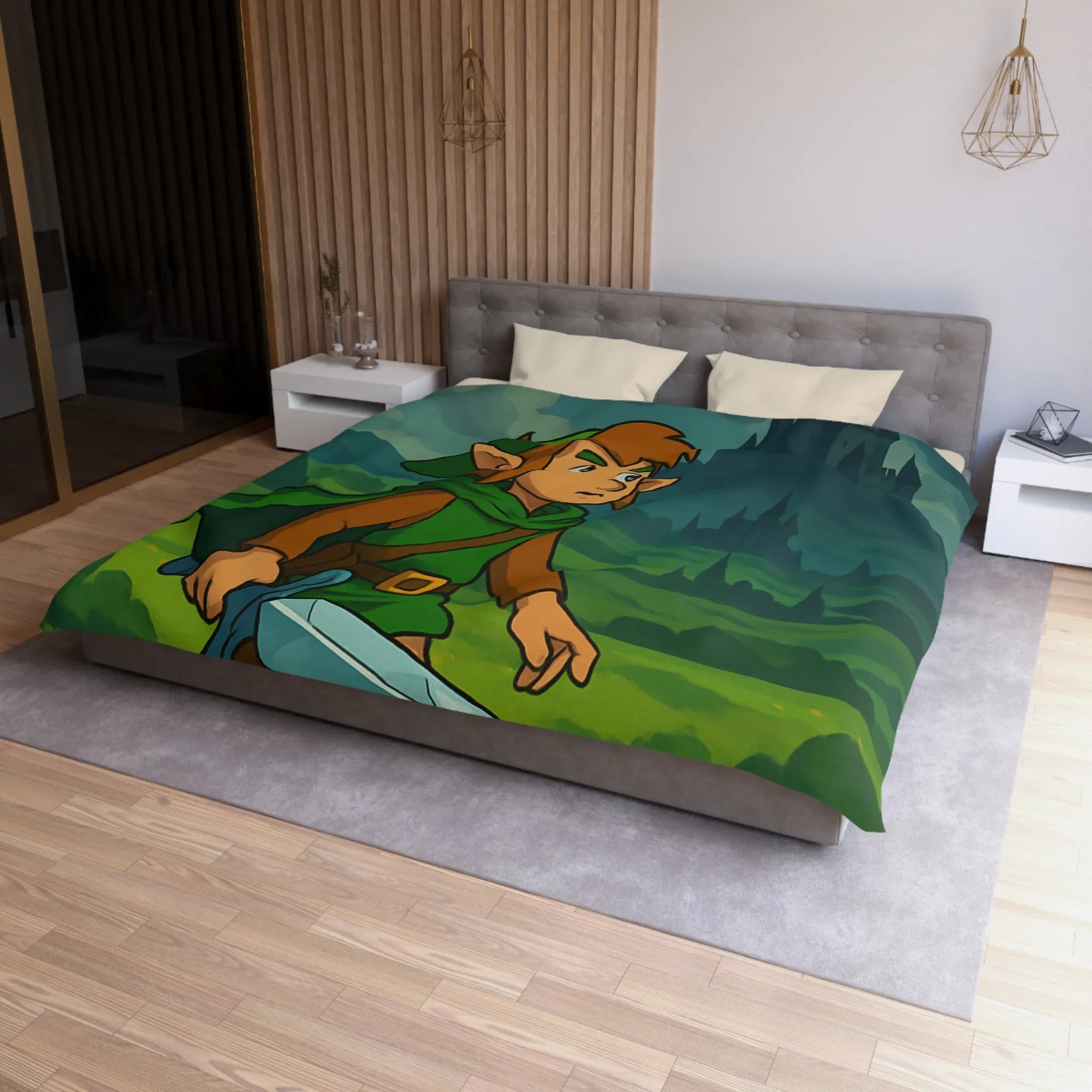 Housse de Couette Microfibre Art Graphique Contemporain Style Décoratif Chambre Tendance