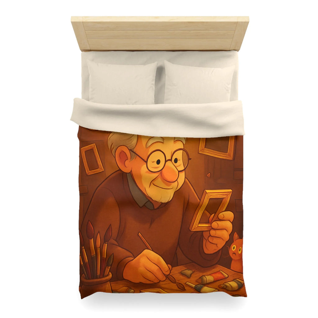 Housse de Couette Illustrée avec Artiste Peignant dans Atelier Enveloppant et Charmant