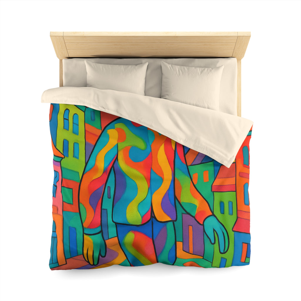 Housse de Couette Microfibre Motif Créatif Original Style Contemporain Chambre Élégante