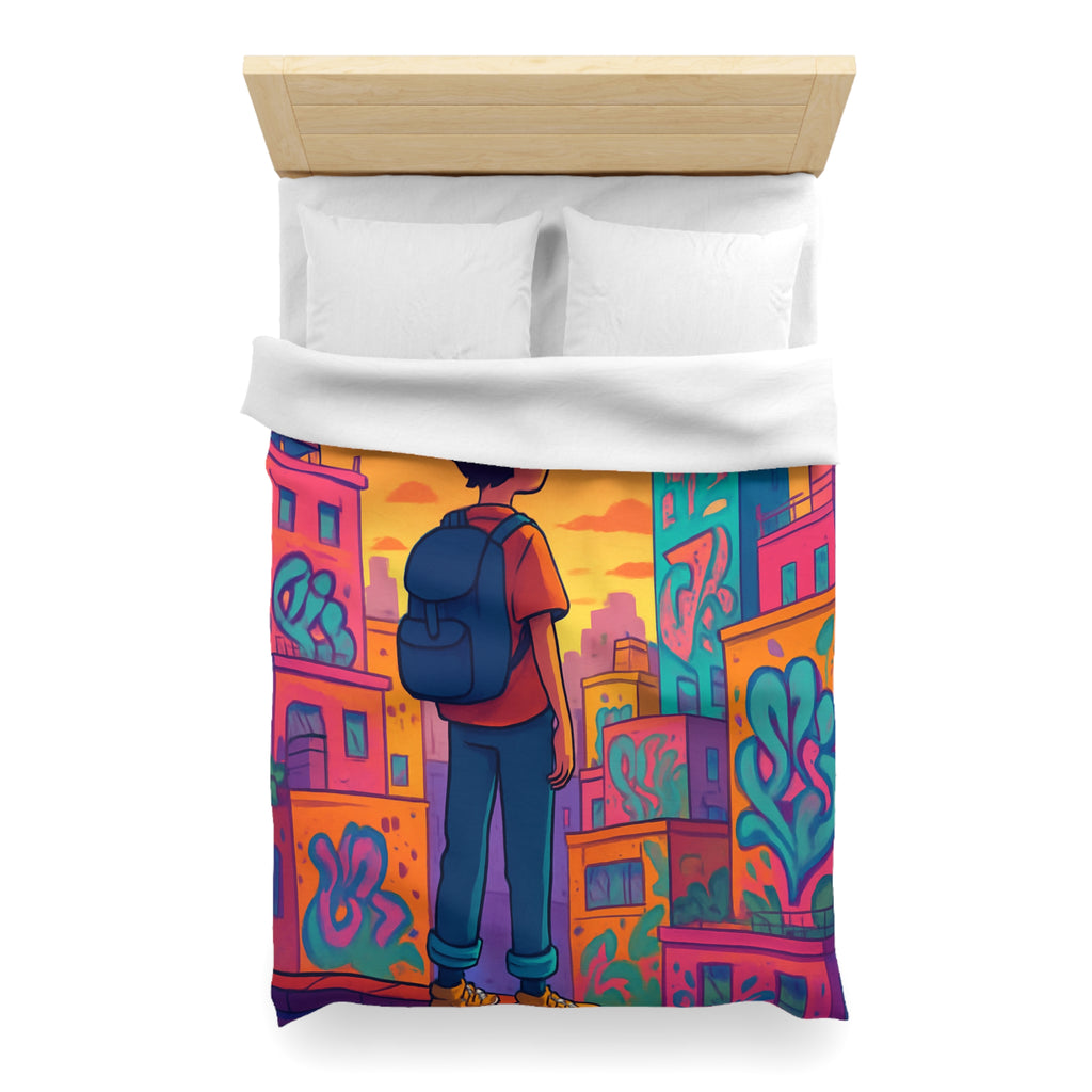 Housse de Couette Microfibre Design Artistique Moderne Décoration Chambre Confort Premium