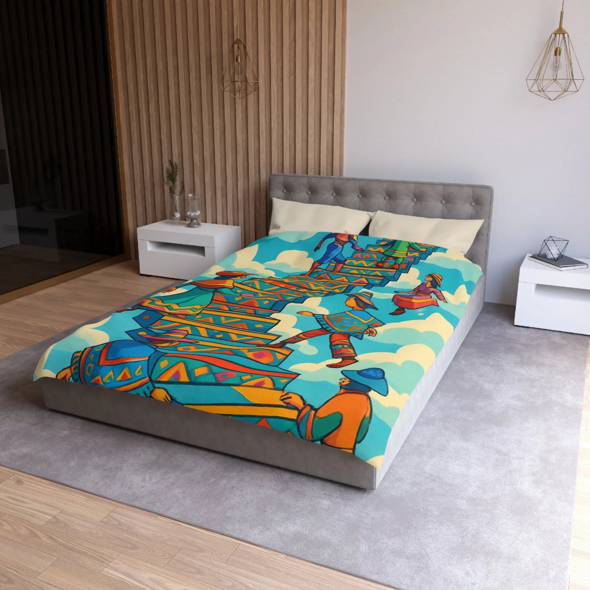 Housse de Couette Microfibre Art Graphique Contemporain Style Décoratif Chambre Tendance