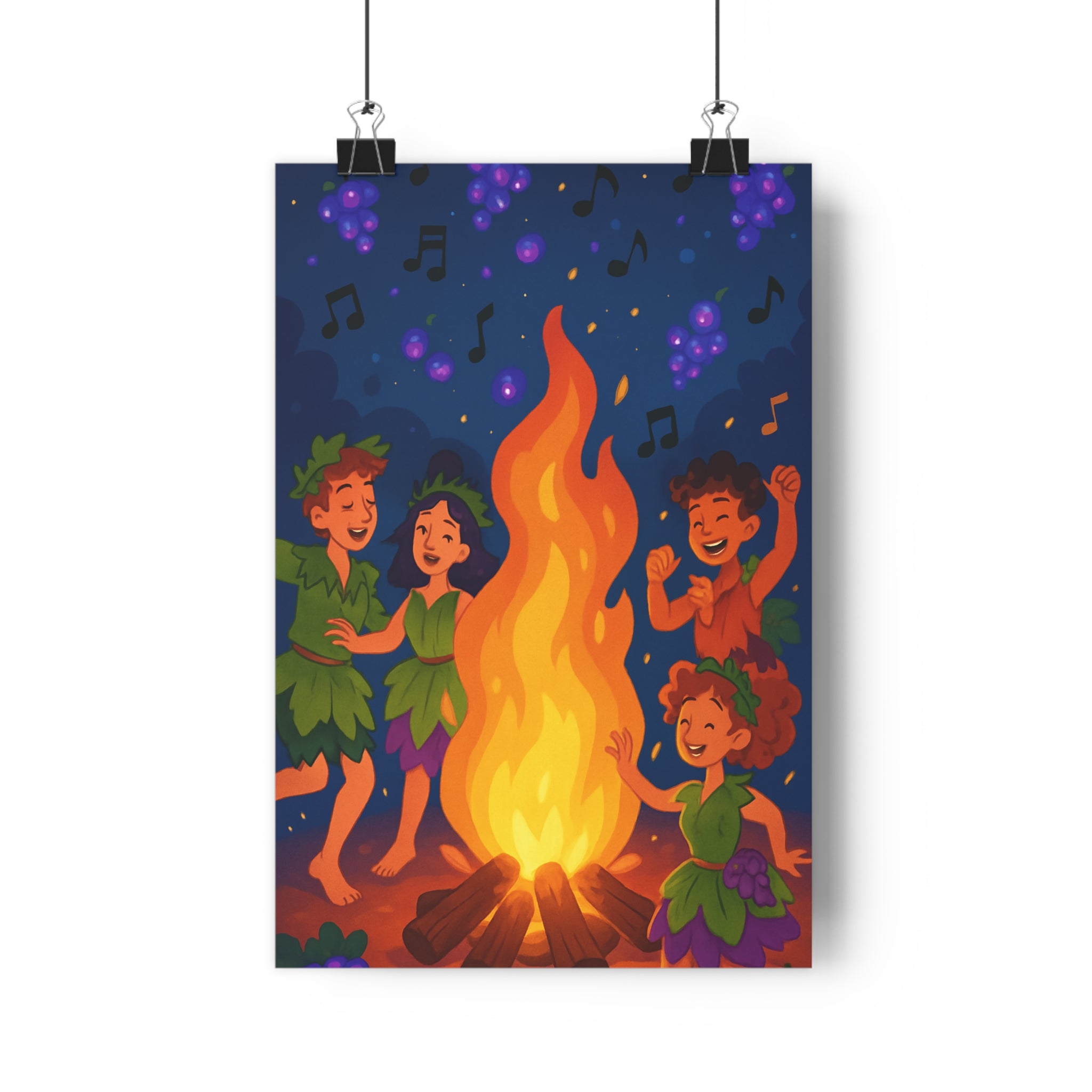 Poster décoratif scène festive bleu profond joyeux salon moderne qualité artistique ambiance intérieure élégante