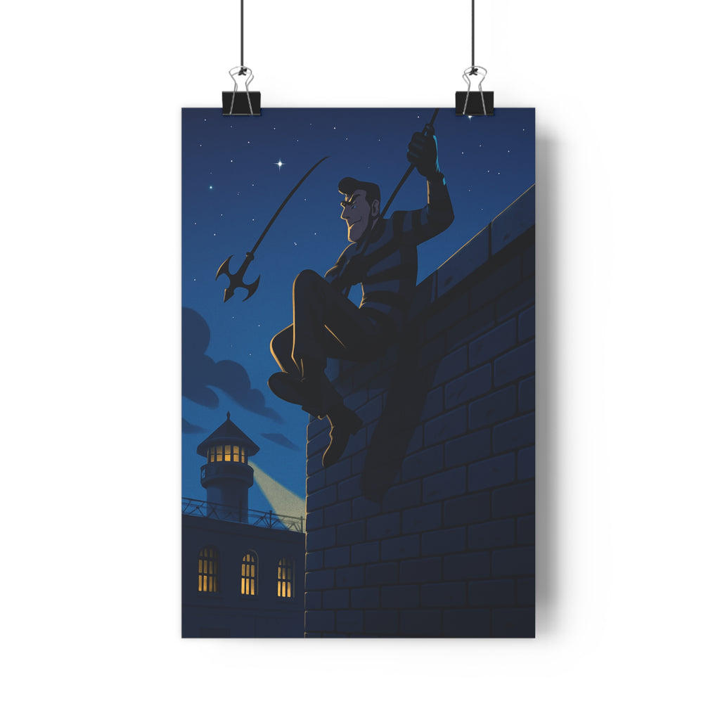 Poster décoratif cartoon dramatique noir blanc chambre bureau évasion prison aventure intense suspense créativité