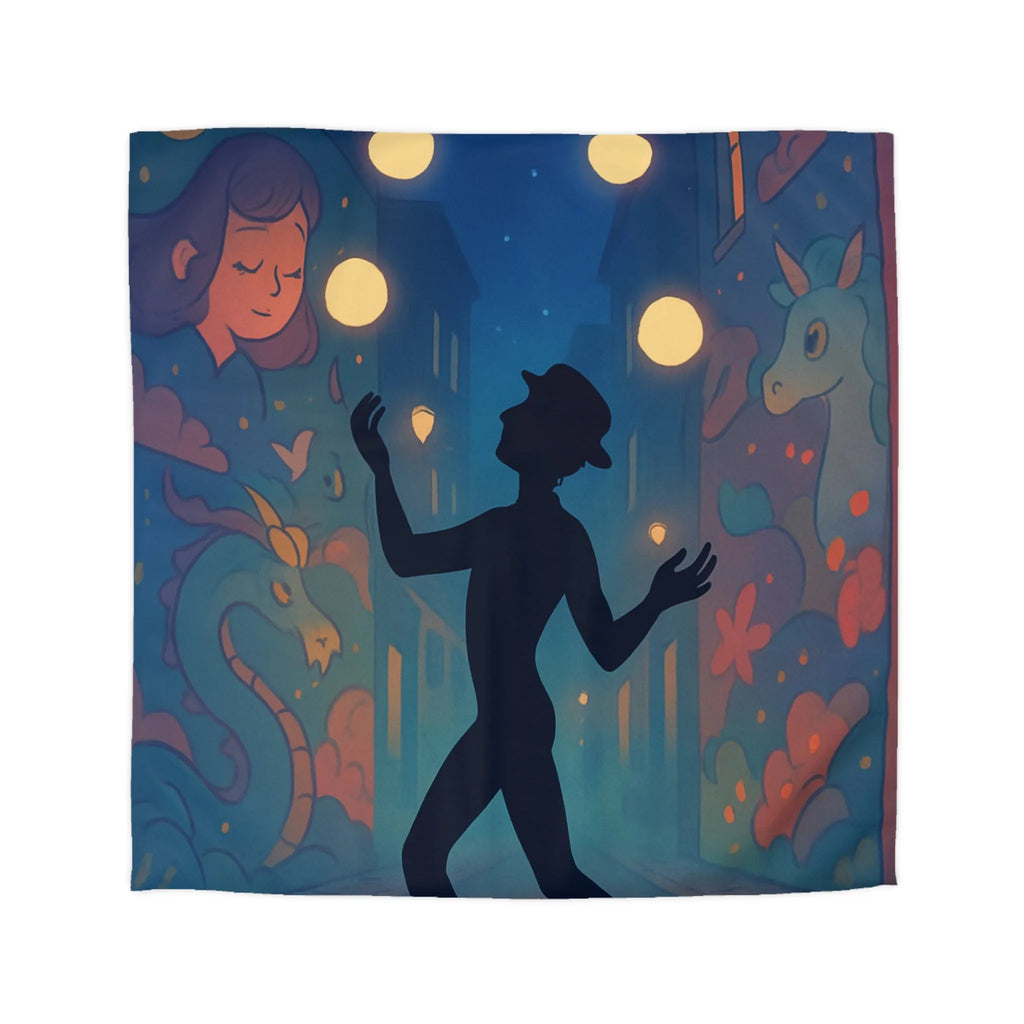 Housse de Couette Féérique avec Jongleur et Motifs de Nuit Enchantée Colorée